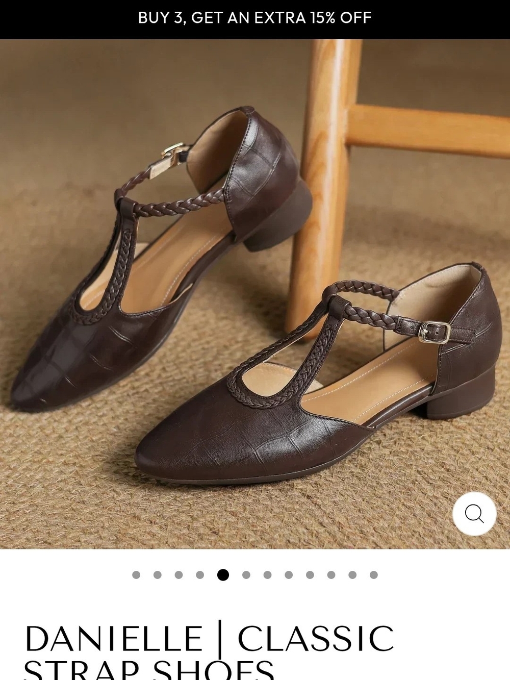 Harper & Wells Danielle T-Strap Braided Brown Size 39 NWOT